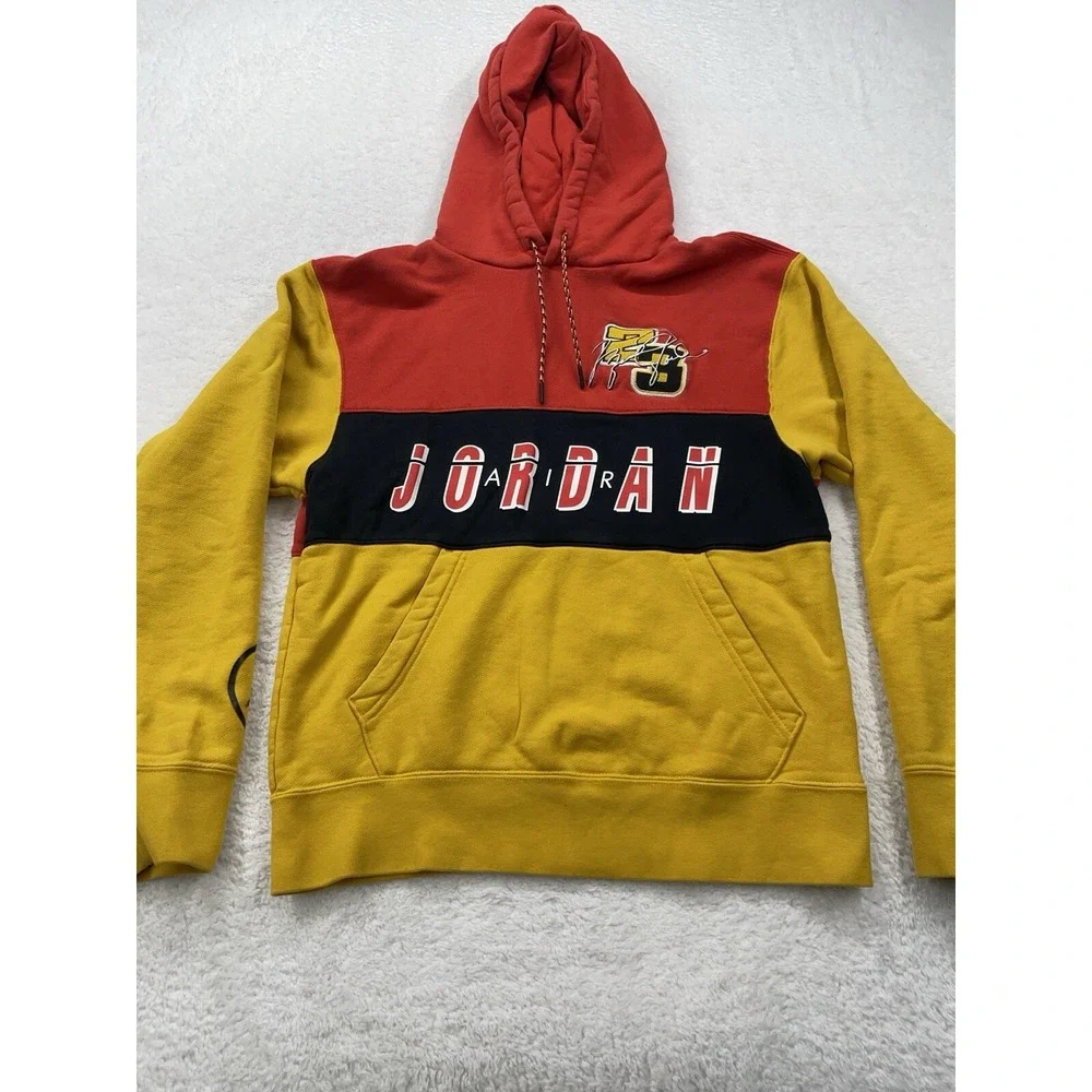 Jordan Sport DNA Pullover Hoodie Red Yellow Black Colorblock Mens S AT9981-712‎
